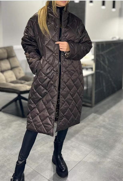 Glossy Rhombus Padded Down Jacket