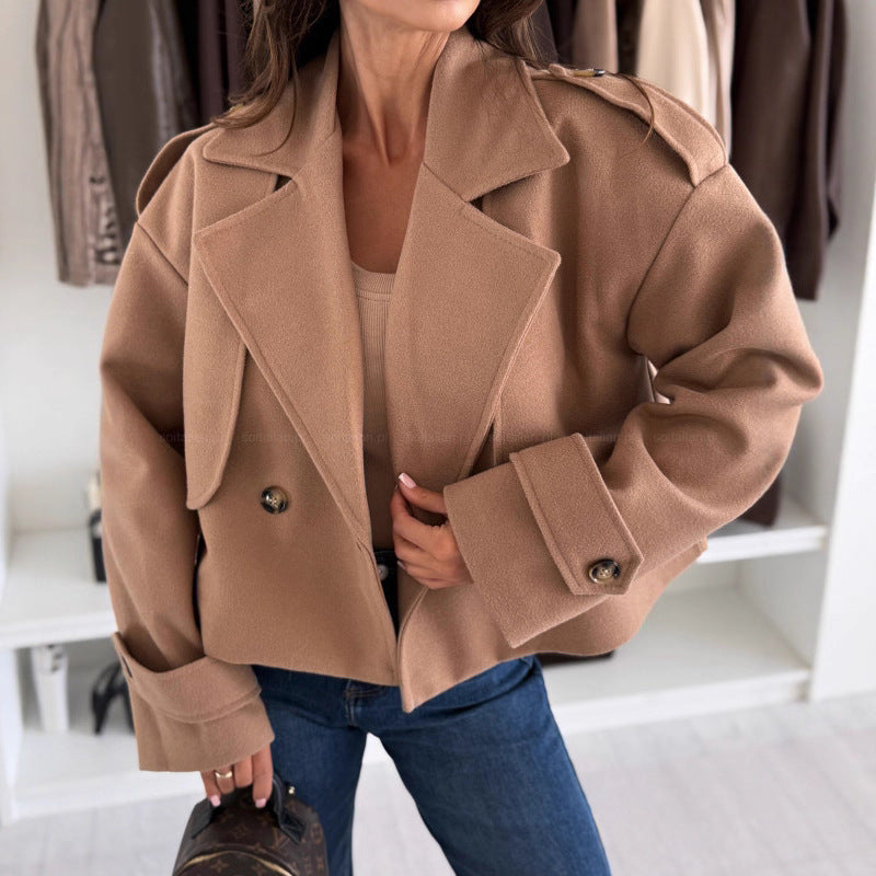 Solid Color Short Woolen Coat