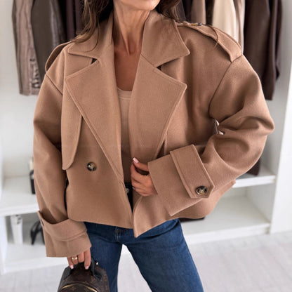 Solid Color Short Woolen Coat