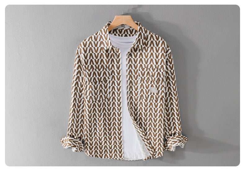 Moda Elite | Koszula rekreacyjna z nadrukiem i długim rękawem