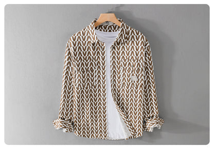 Moda Elite | Koszula rekreacyjna z nadrukiem i długim rękawem