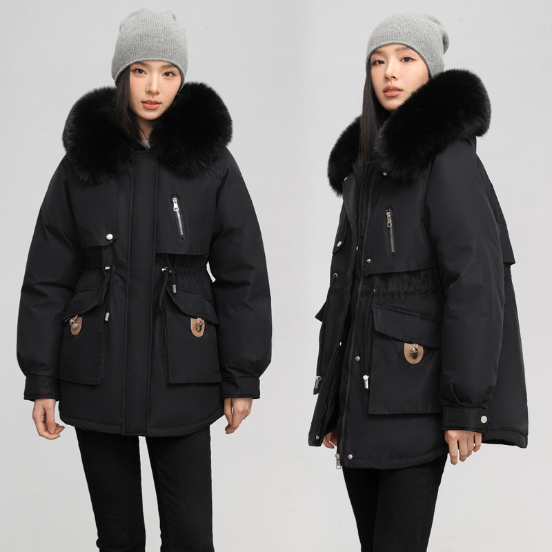 Fleece-Lined Slim Fit Cotton Parka Coat