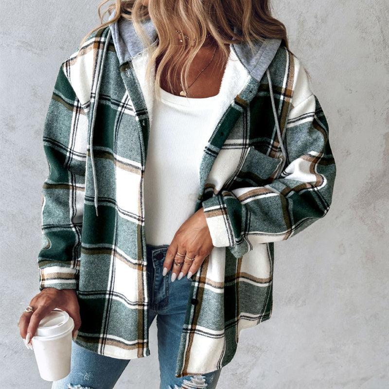 Plaid Hooded Casual Jacket