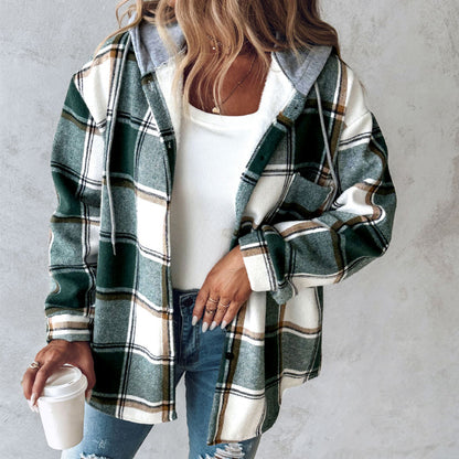 Plaid Hooded Casual Jacket