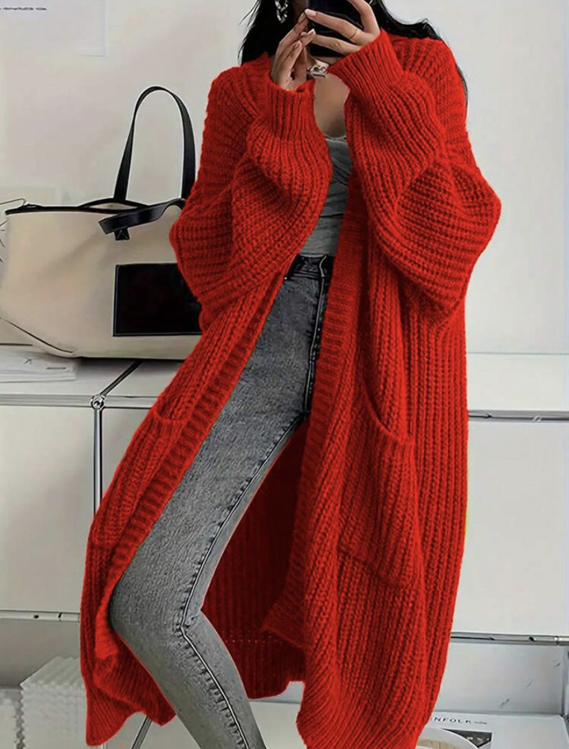 Long-Sleeved Knit Sweater Cardigan