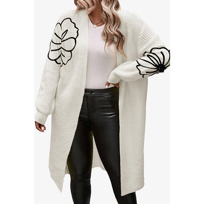 Floral Embroidered Knit Cardigan