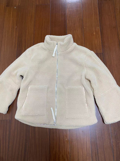 Stand Collar Wool Zip-Up Coat