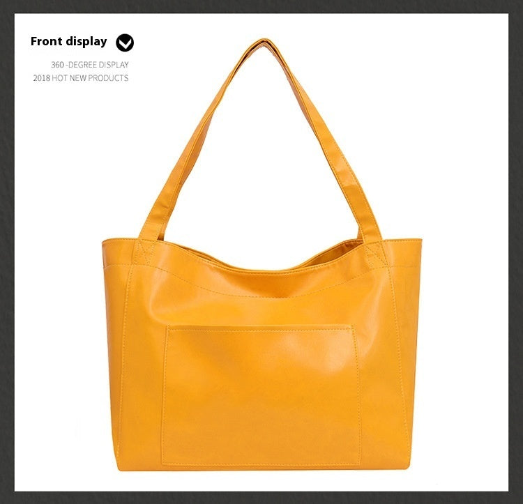 VintageWax Leather Large Tote Bag