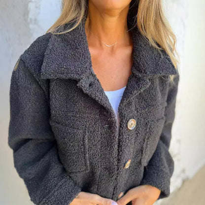 Lamb Wool Lapel Button Jacket