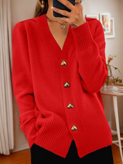 Heart Button Knit Cardigan