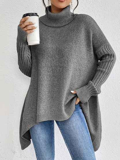 Irregular Turtleneck Knit Sweater