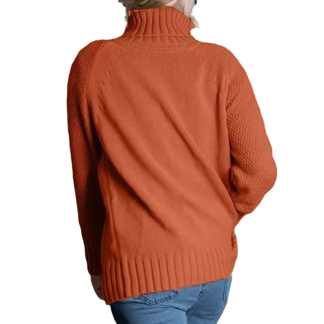 Cozy High-Neck Loose Knit Sweater