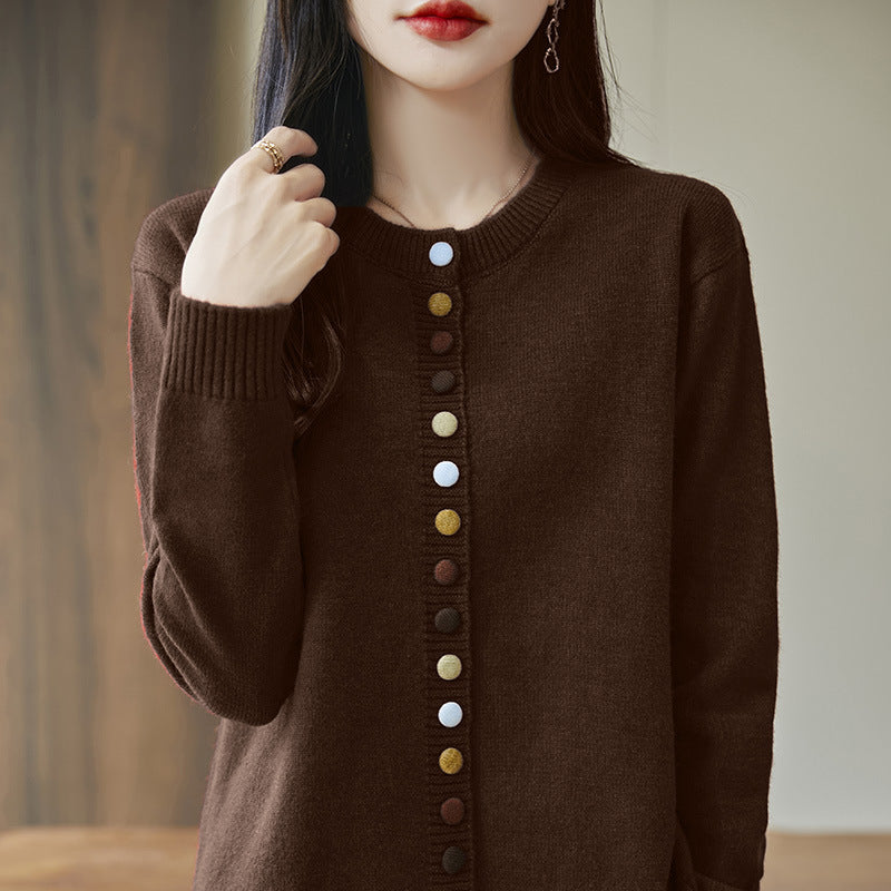 Colorful Button Knitted Cardigan