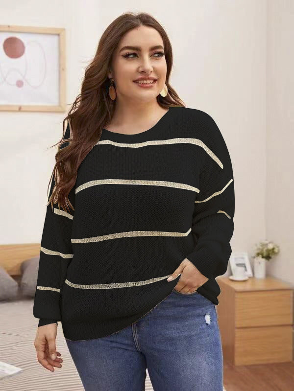 Casual Loose Knit Stripe Sweater