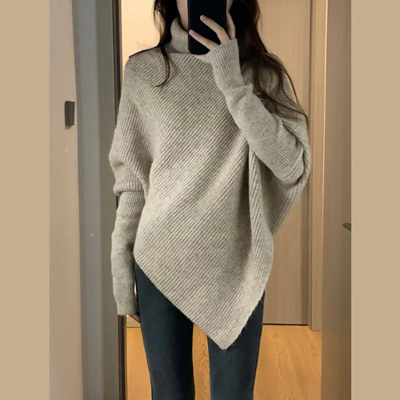 Modern Irregular Turtleneck Sweater
