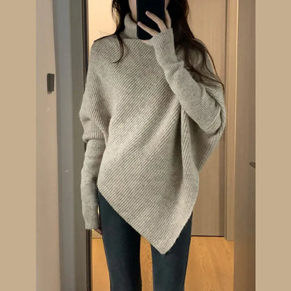 Modern Irregular Turtleneck Sweater