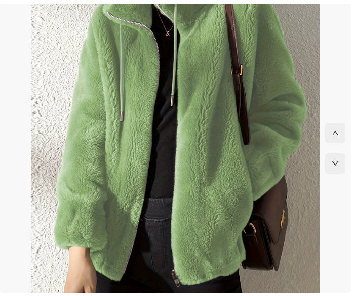 Double-Faced Fleece High Neck Zip Cardigan