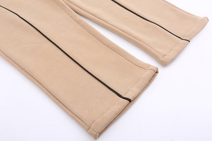 Moda Elite| Ciepłe spodnie dzianinowe z aksamitem