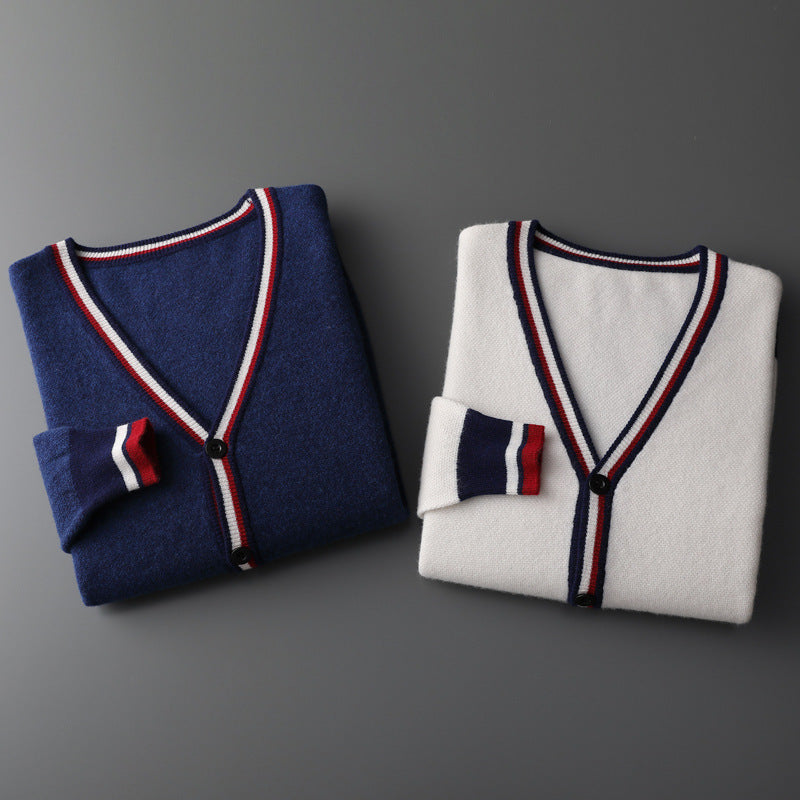 Kardigan męski z kontrastowymi paskami