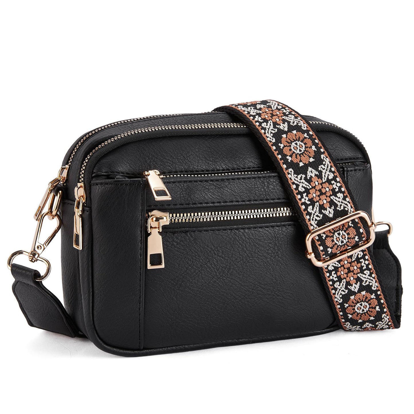 Multi-Pocket PU Crossbody Bag