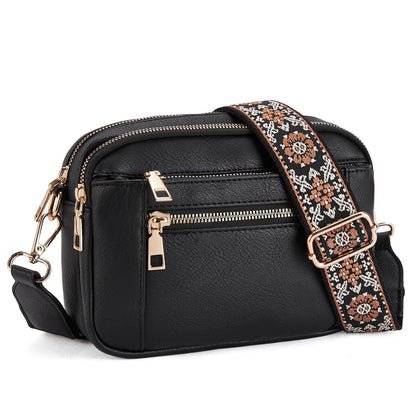Multi-Pocket PU Crossbody Bag
