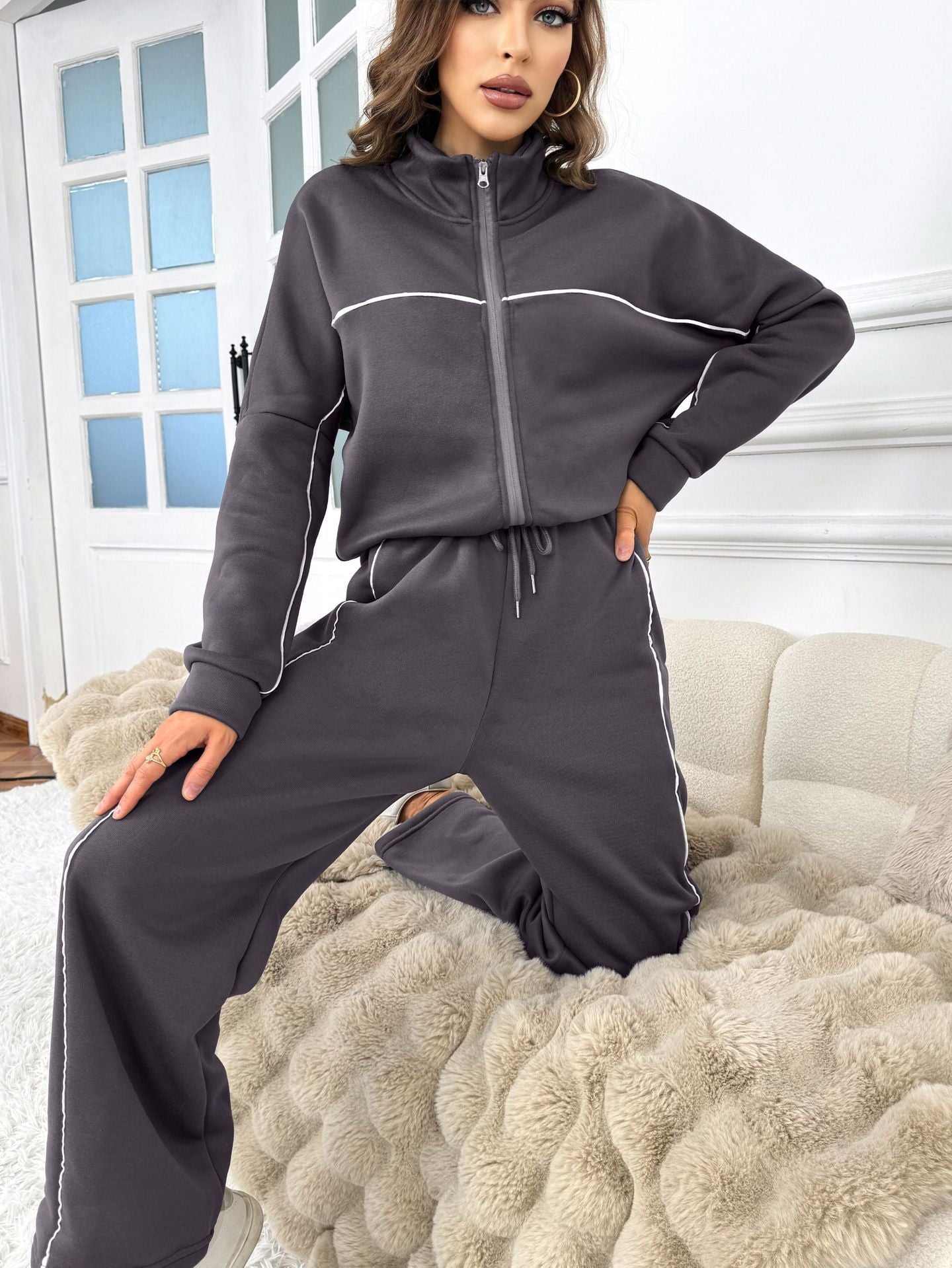 Women's Half Turtleneck Knit Set