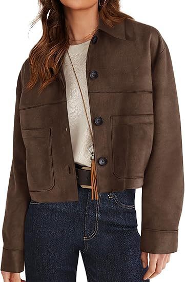 Faux Suede Short Casual Lightweight Autumn Jacket