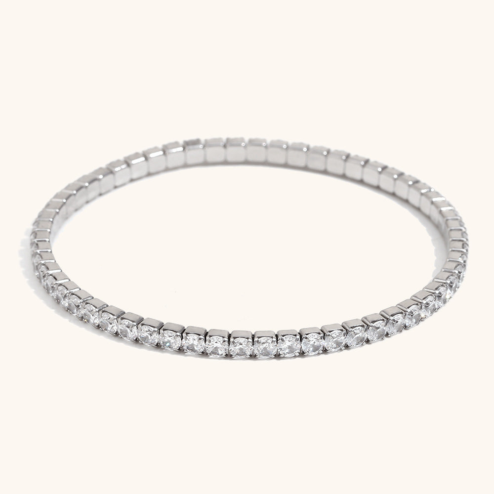 Stainless Steel Zircon Stretch Bracelet