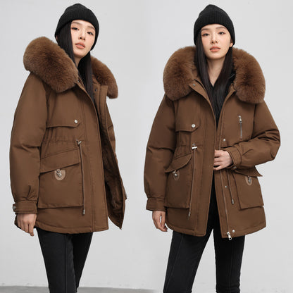 Fleece-Lined Slim Fit Cotton Parka Coat
