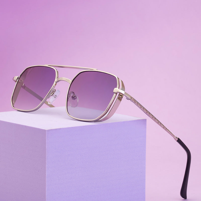 Kwadratowe okulary przeciwsłoneczne w stylu steampunk