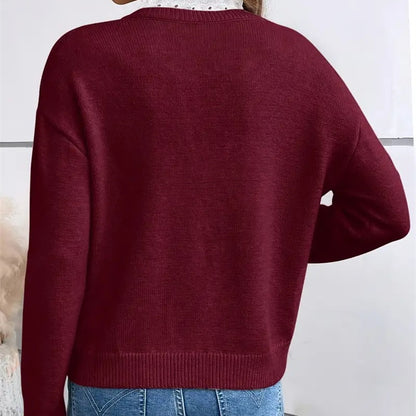 Lace-Trim V-Neck Elegance Sweater