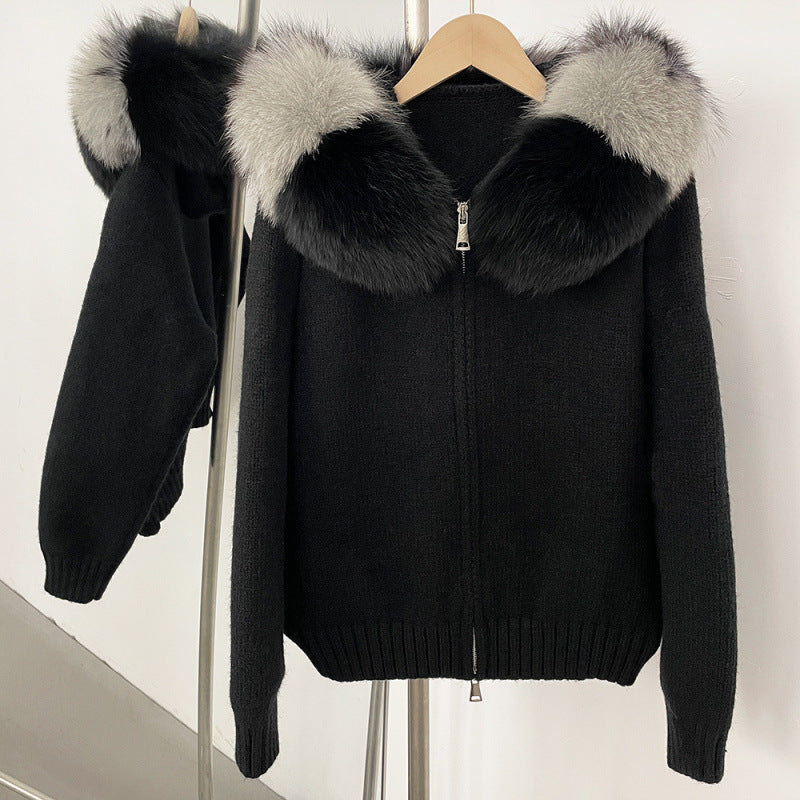 Women’s Fox Fur Hooded Zipper Coat