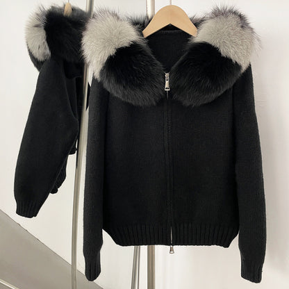 Women’s Fox Fur Hooded Zipper Coat