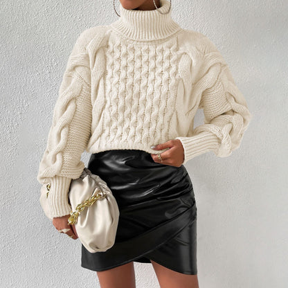 Soft Cable High-Neck Knit