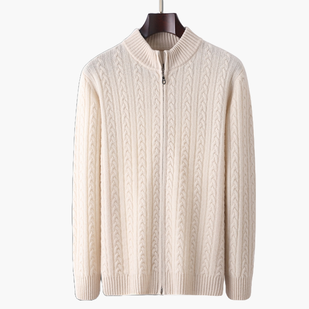 Sweter wełniany z zamkiem błyskawicznym – kołnierz stójka