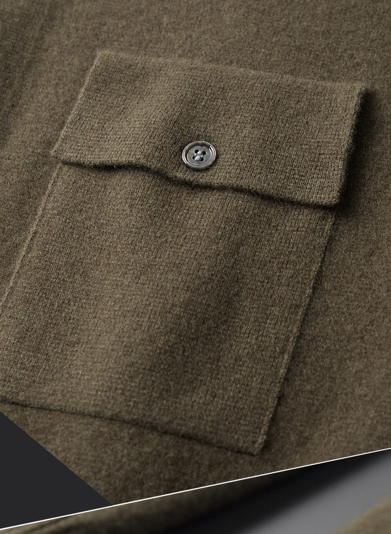 Kardigan wełniany z kołnierzykiem polo