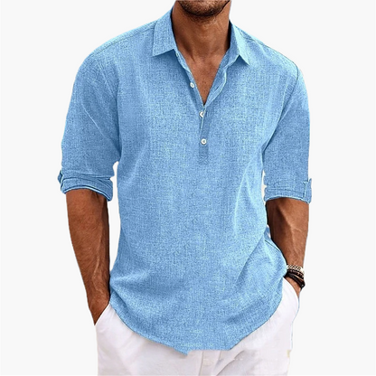 Męska koszula konopna z długim rękawem