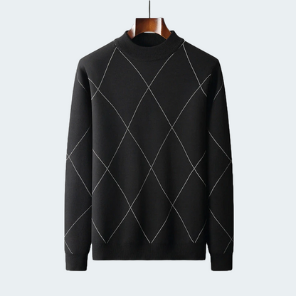 Męski ciepły sweter z okrągłym dekoltem
