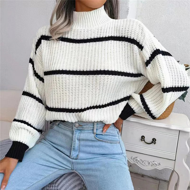 Casual Striped Knit Sweater