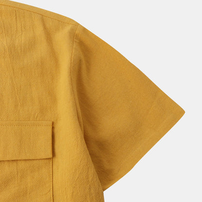 Moda Elite | Luźna lniana koszula z krótkim rękawem