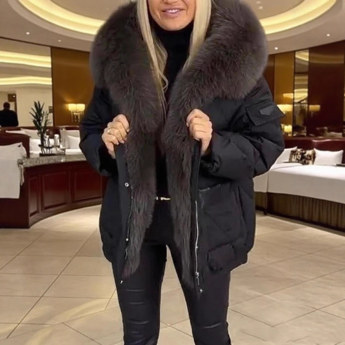 Mid-Length Hooded Cotton Coat