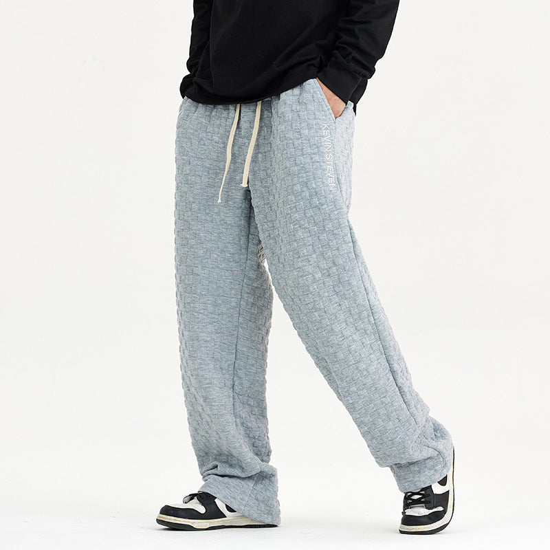 Luźne spodnie dzianinowe w kratkę