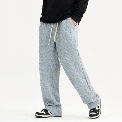 Luźne spodnie dzianinowe w kratkę