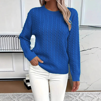 Classic Twist Knit Round Neck Sweater