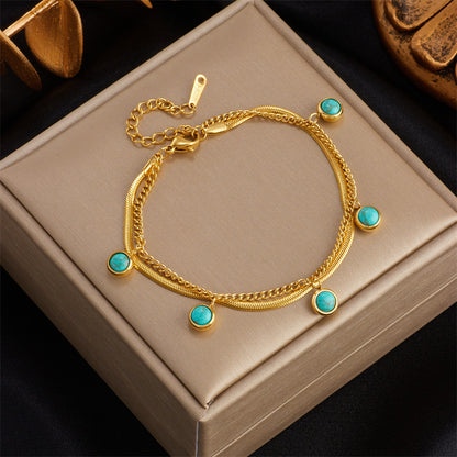 Layered Turquoise Pendant Bracelet