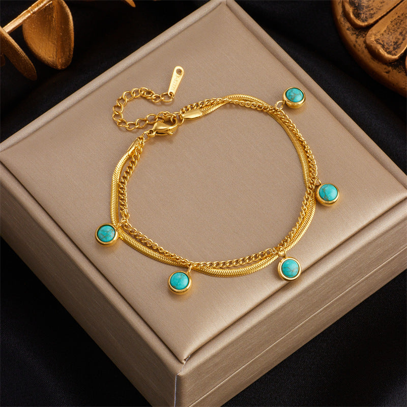 Layered Turquoise Pendant Bracelet