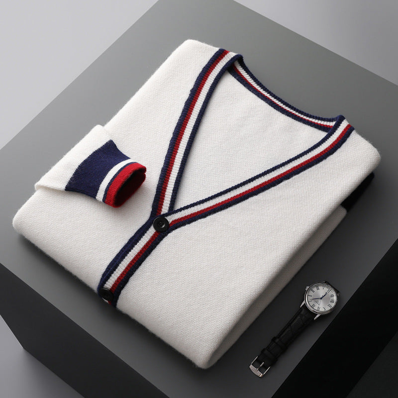 Kardigan męski z kontrastowymi paskami