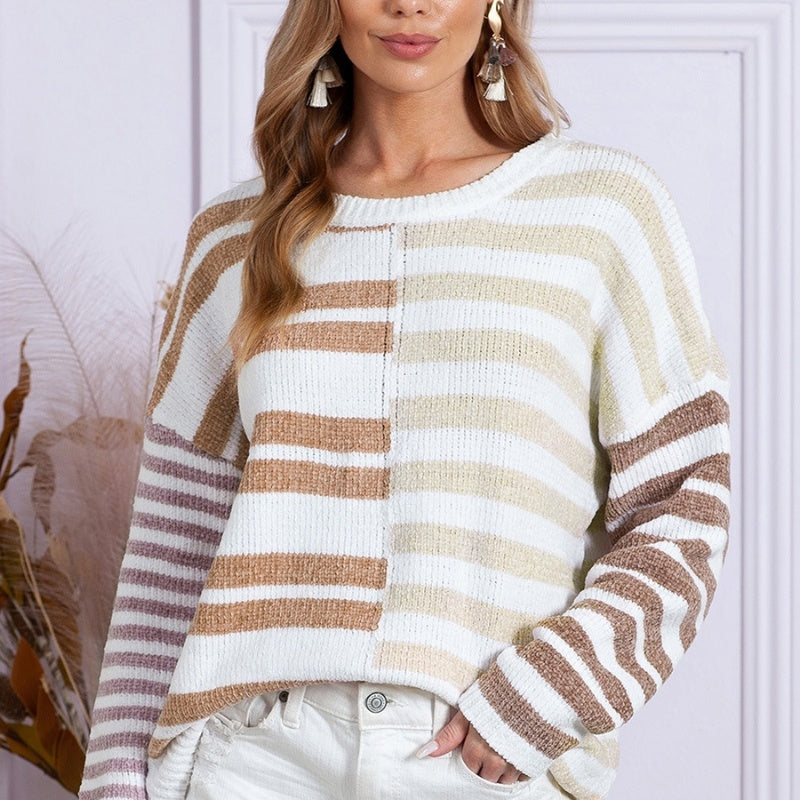 Versatile Striped Knit Sweater