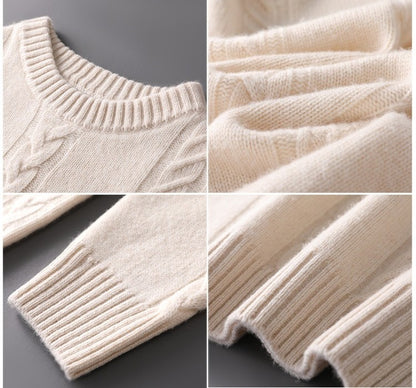 Moda Elite | Sweter z czystej wełny z okrągłym dekoltem