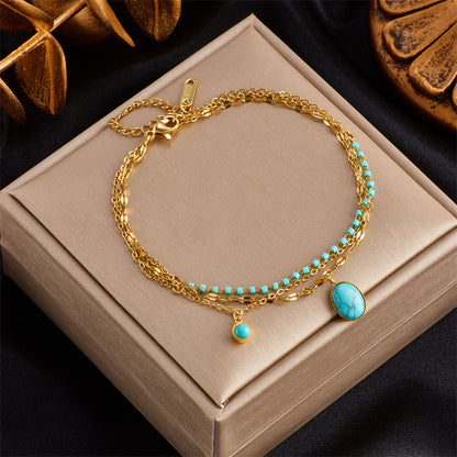 Layered Turquoise Pendant Bracelet